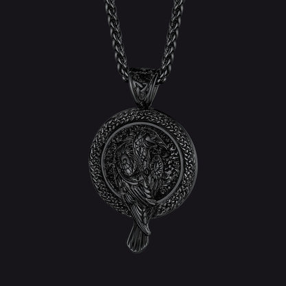 Viking Odin's Raven Pendant Necklace for