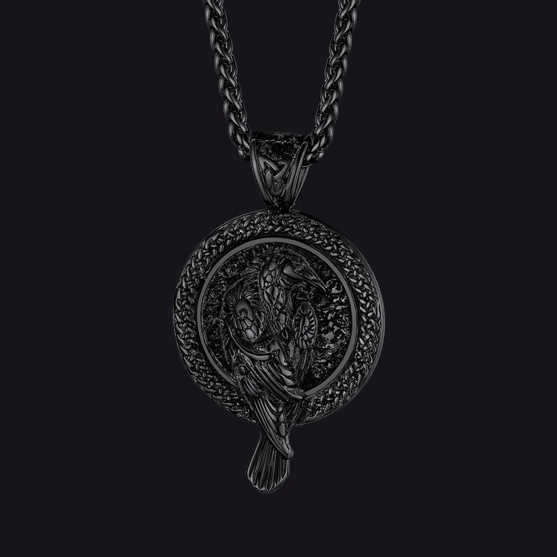 Viking Odin's Raven Pendant Necklace for