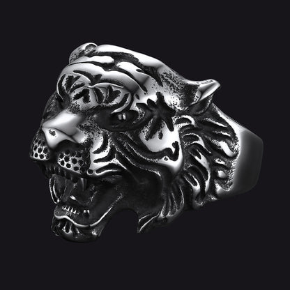 Punk Tiger Head Ring for