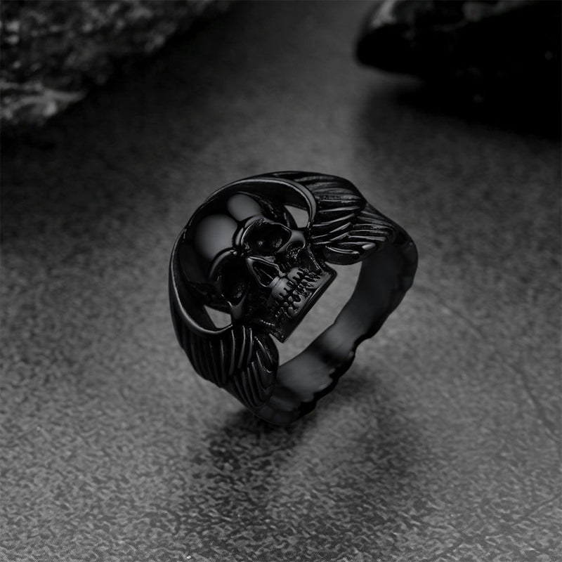 Biker Wings Skull Stainless Steel Ring for