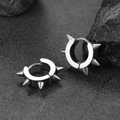 Punk Spike Rivet Huggie Hoop Earrings for