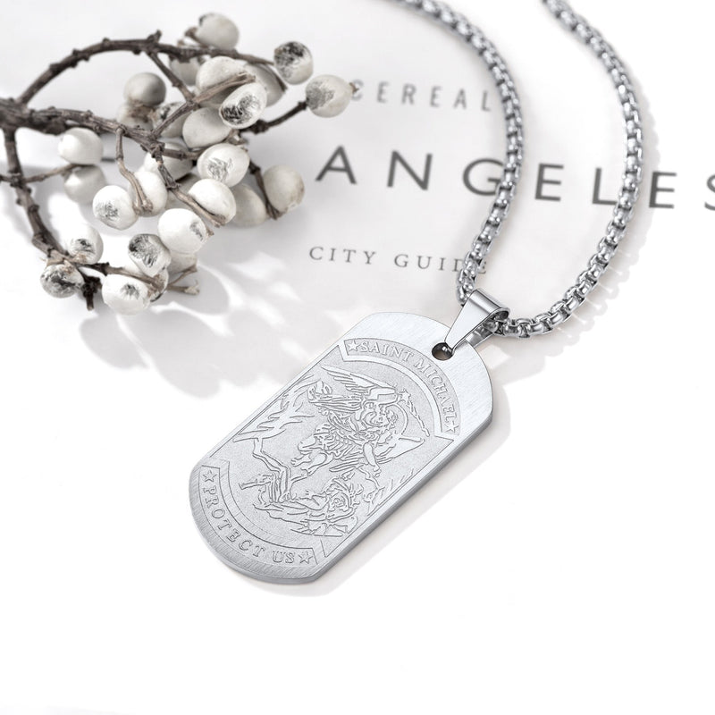 The Archangel Saint Michael Dog Tag Necklace for