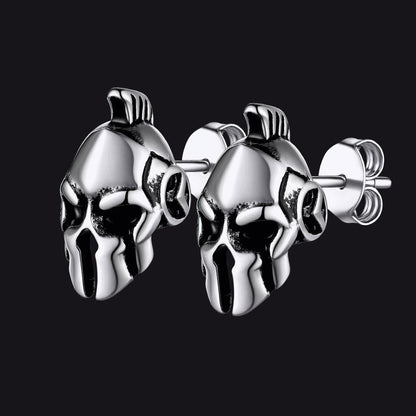 Ancient Greek Spartan Helmet Stud Earrings for