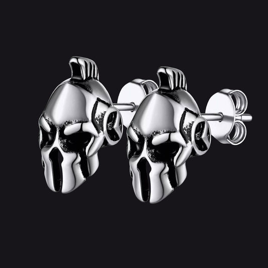 Ancient Greek Spartan Helmet Stud Earrings for