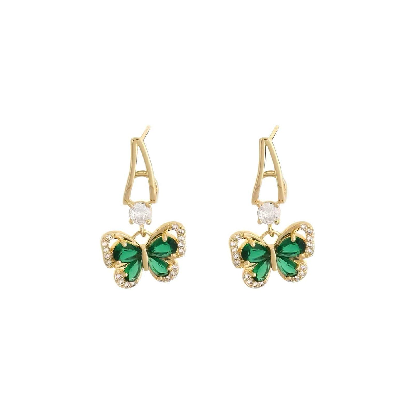 Goddess Whisper Emerald Butterfly Earrings