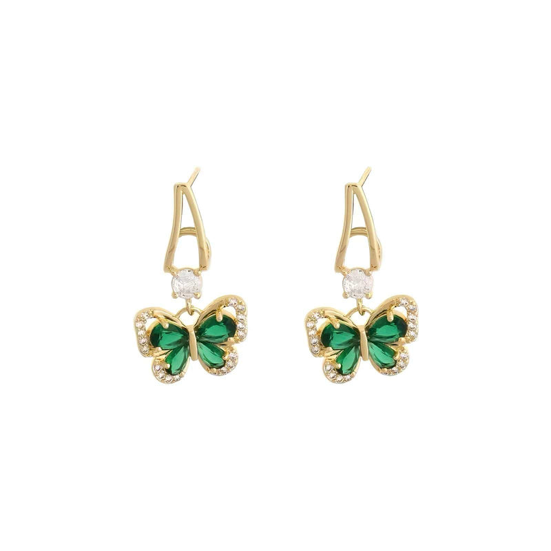 Goddess Whisper Emerald Butterfly Earrings