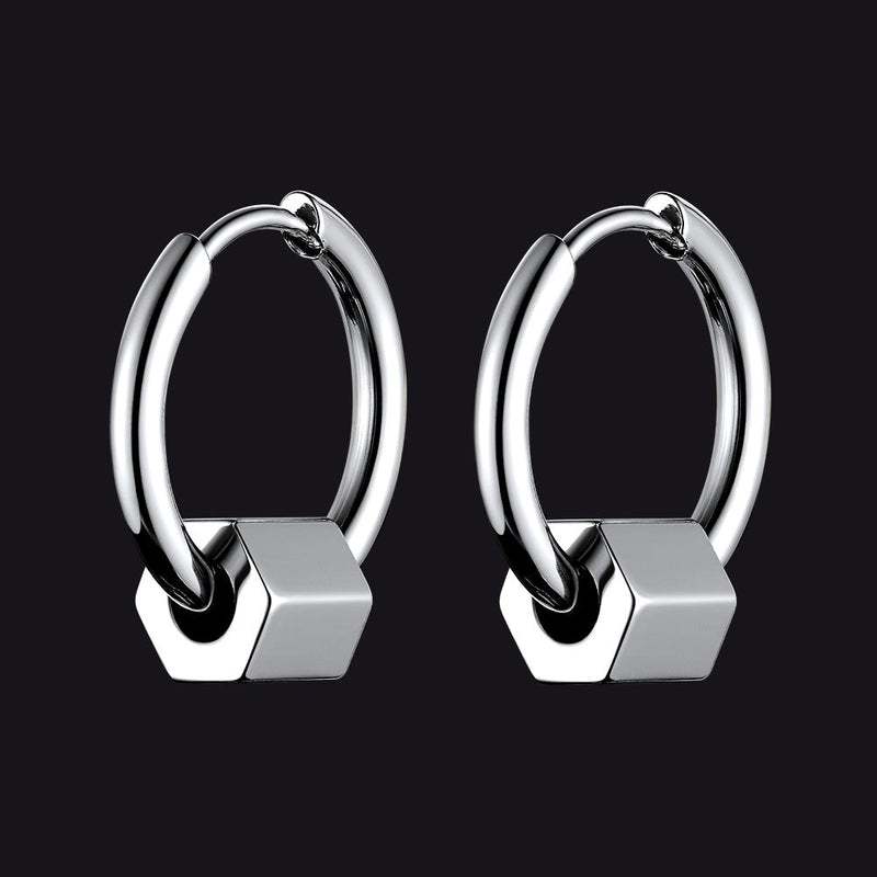 Flash Punk Hexagon Piercing Hoop Earrings for