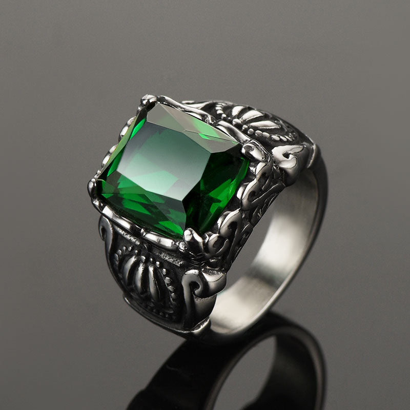Flash Crystal Crown Green Emerald Ring for