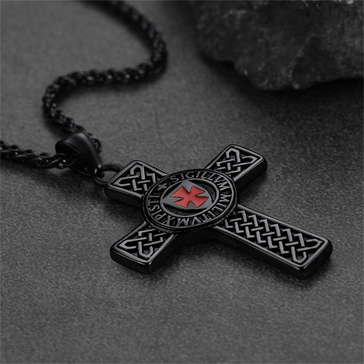 Knights Templar Celtic Cross Pendant Necklace for