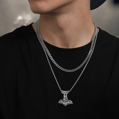 Viking Thor's Hammer Necklace Odin Mjolnir Pendant for
