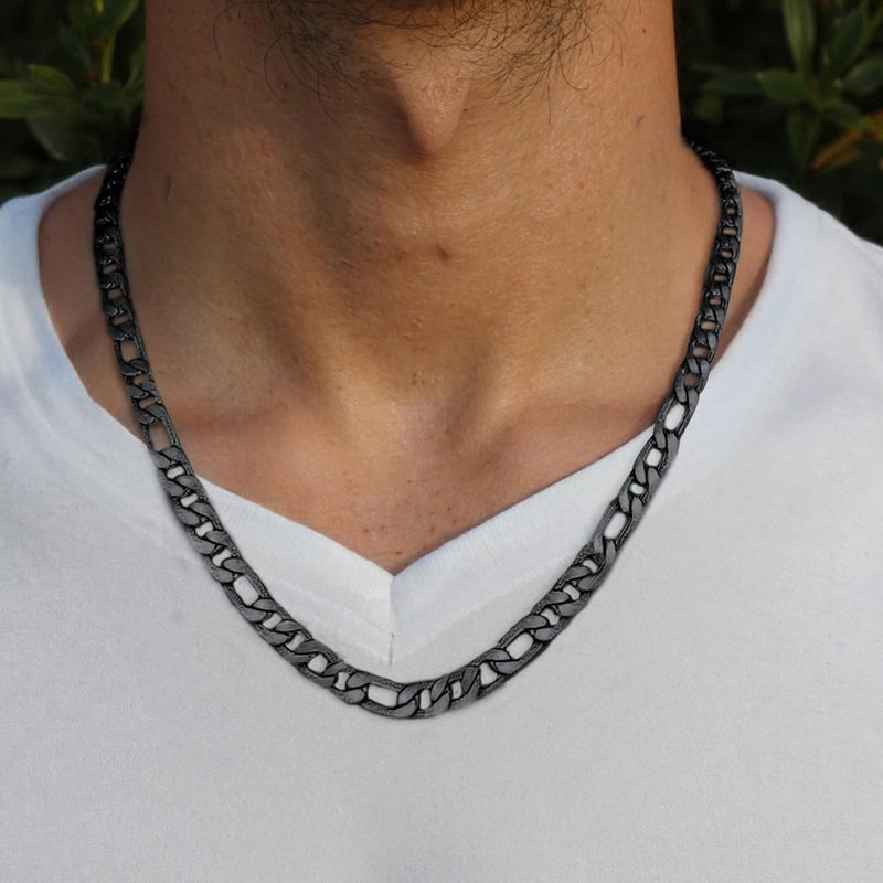 7mm Stainless Steel Figaro Link Chain Necklace for