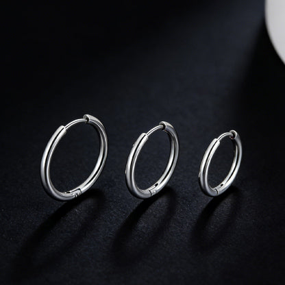 3 Pairs Simple Huggie Hoop Earrings Set 8/10/12 Mm Width