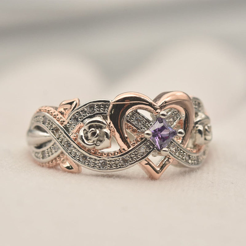 Love Heart Shaped Two-tone Ring