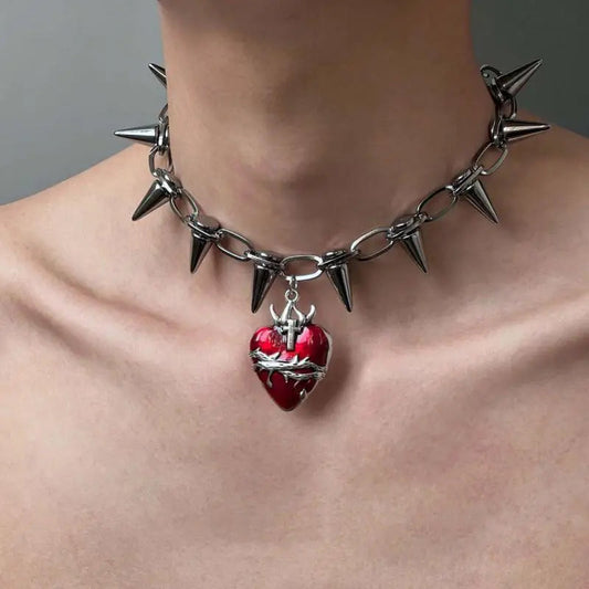 Punk Heart Pendant Silver