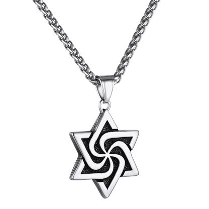 Retro Jewish Star of David Necklace for
