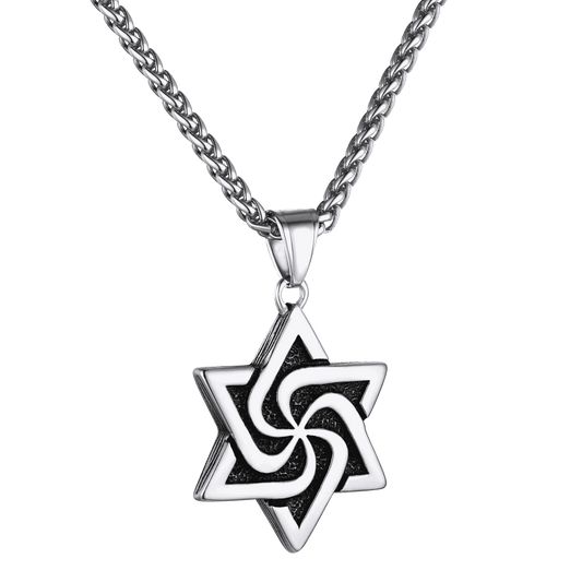 Retro Jewish Star of David Necklace for