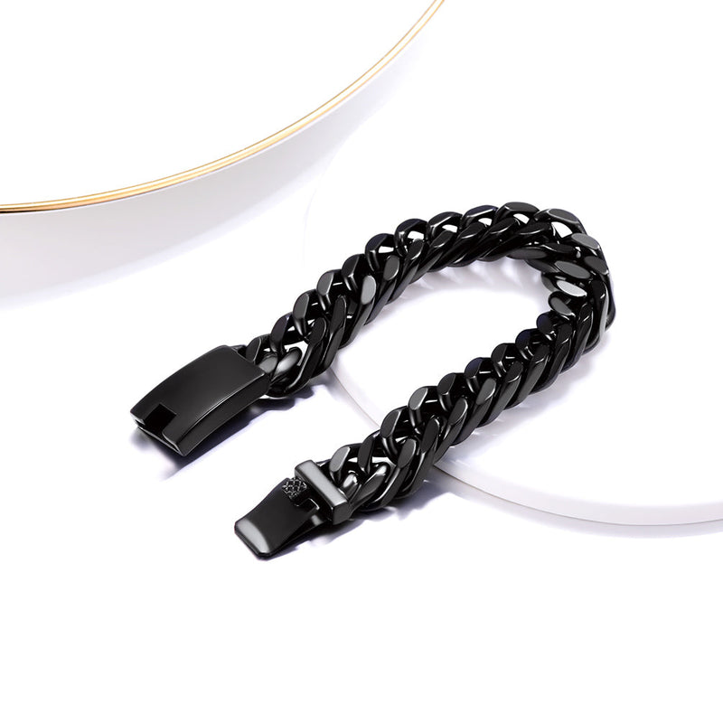 Custom Id Engraved Miami Cuban Link Chain Bracelet for