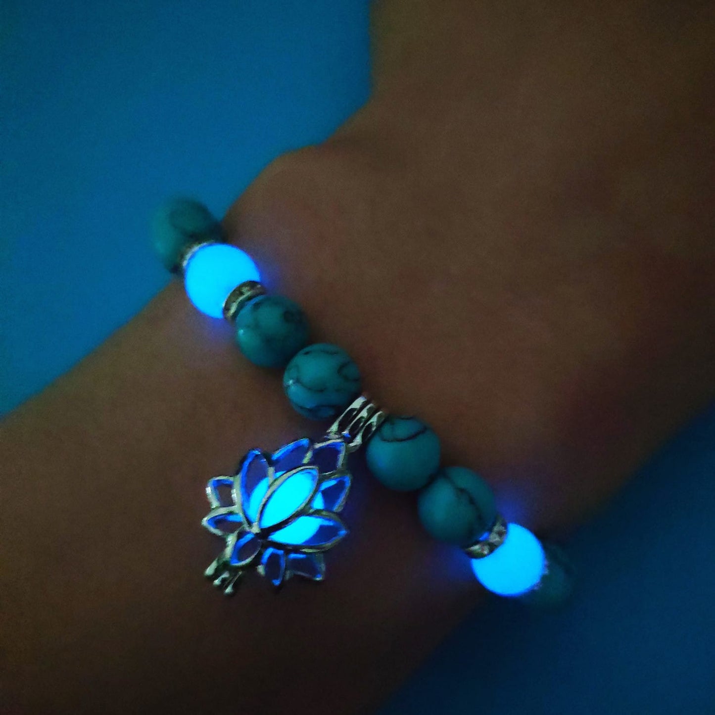 Luminous Lotus Energy Bracelet - Glow-in-the-dark Natural Stone Healing
