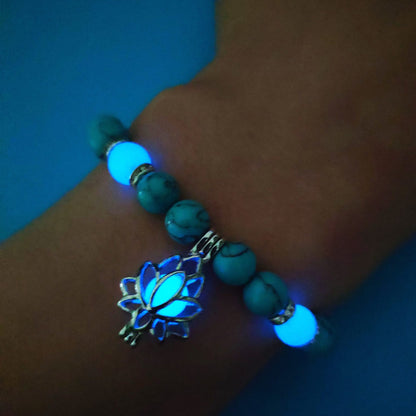 Luminous Lotus Energy Bracelet - Glow-in-the-dark Natural Stone Healing