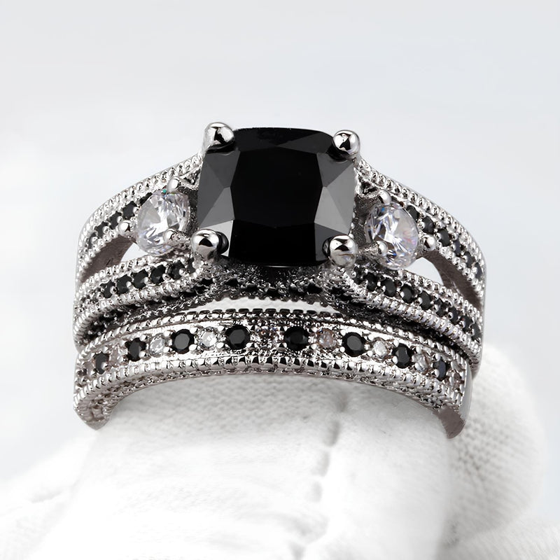 Obsidian Crown of the Veil Ring