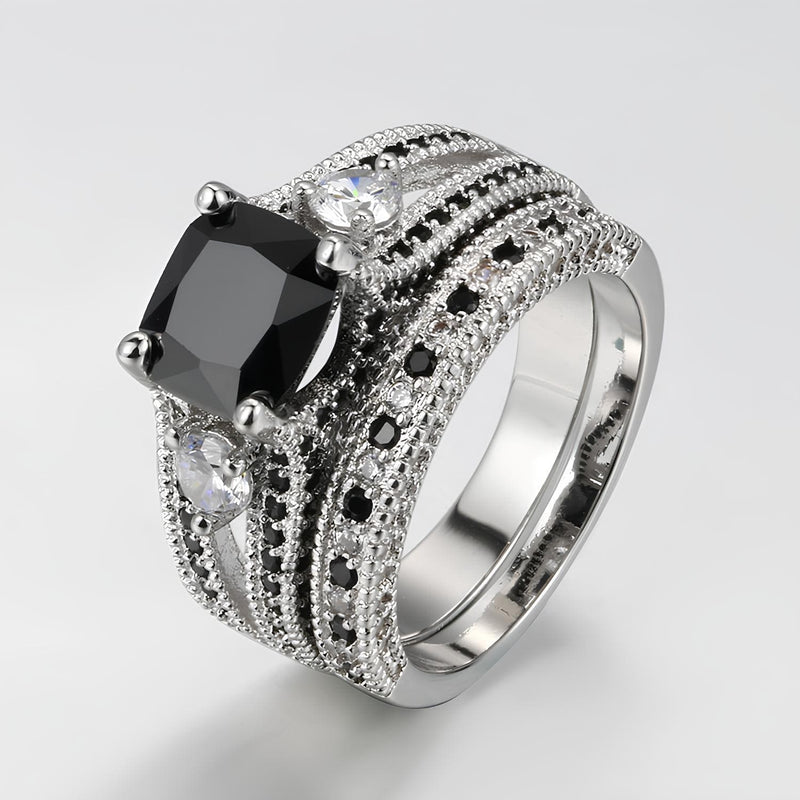 Obsidian Crown of the Veil Ring