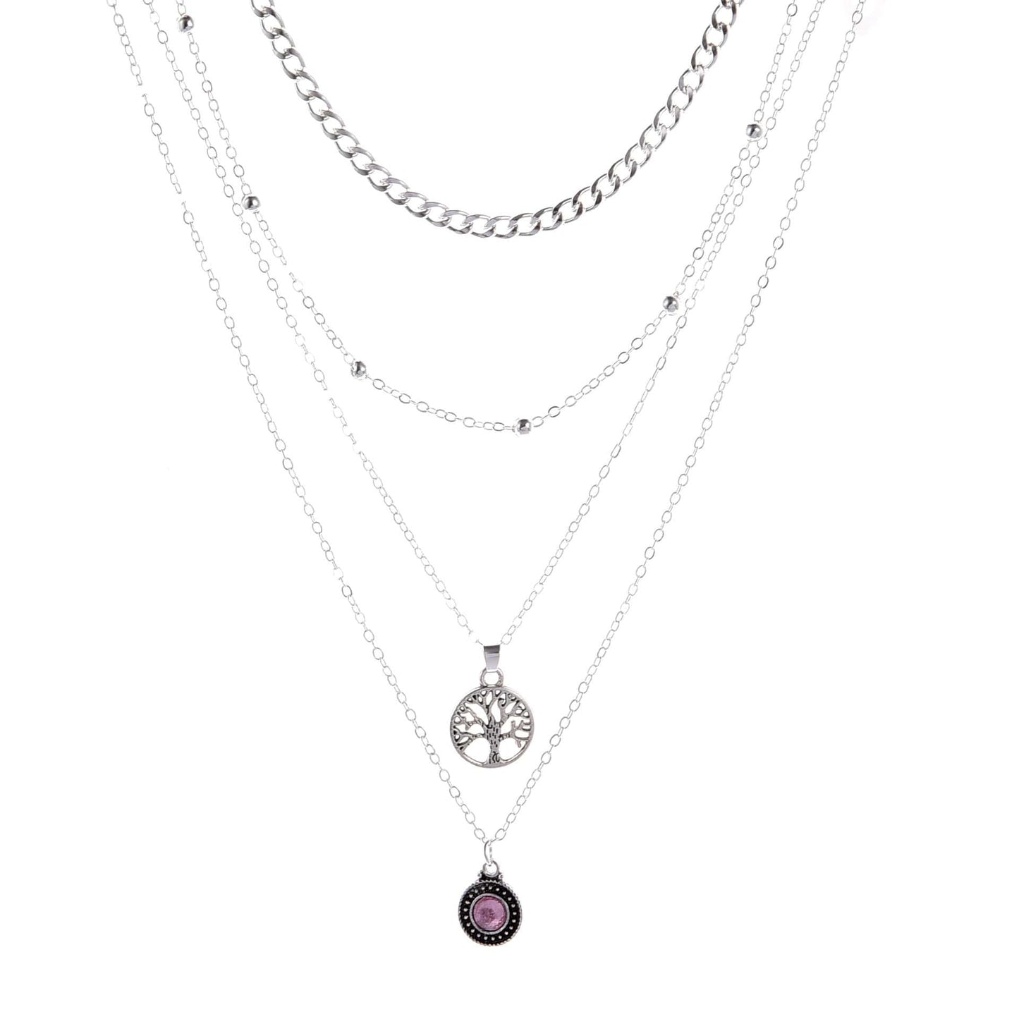 Tree of Life Crystal Necklace 4 Pcs Set