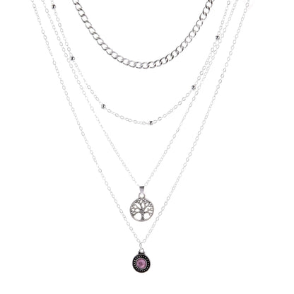 Tree of Life Crystal Necklace 4 Pcs Set