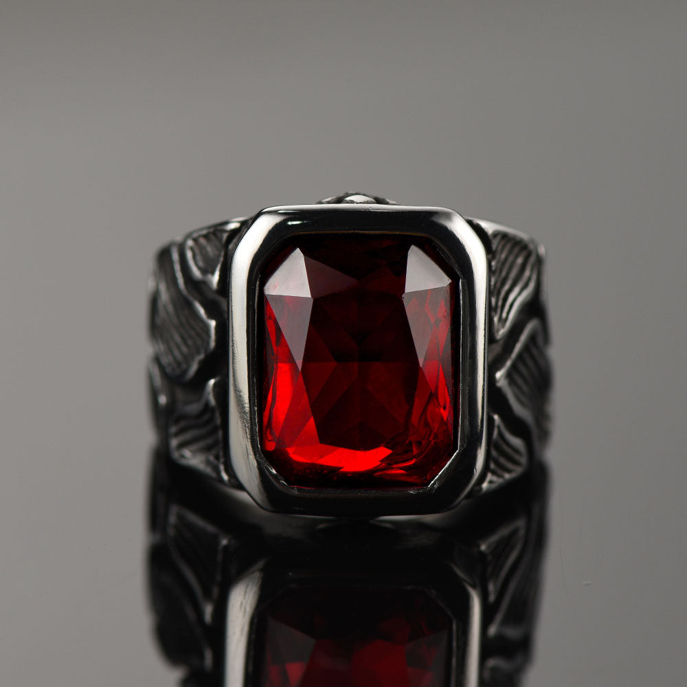 Lava Ruby Ring Stainless Steel Ring for