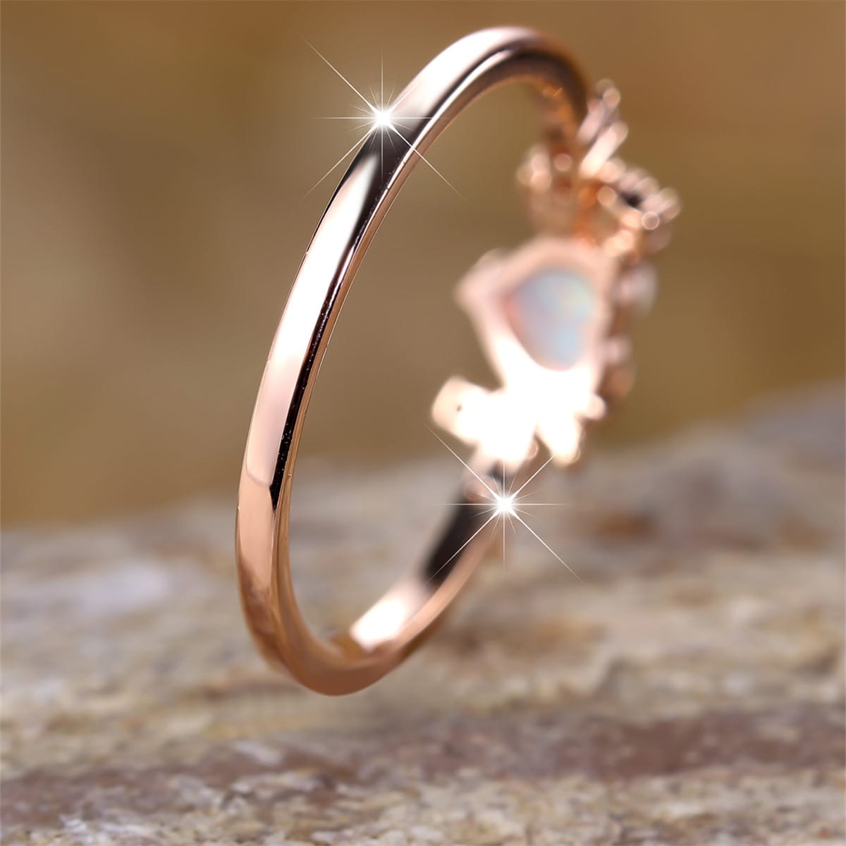 Moon Goddess Embrace Opal Heart Ring