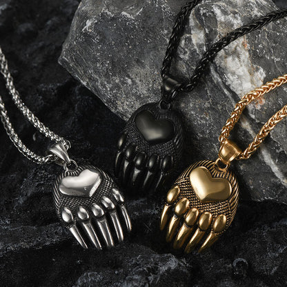 Viking Bear Paw Pendant Necklace Jewelry for
