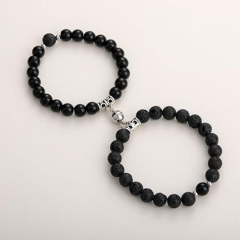 Natural Stone Couple Bracelet Crystal Set (2 Pieces)