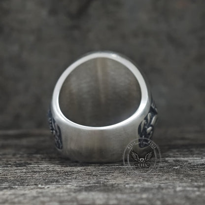 1936 Pirate Skull Sailboat Eagle Sterling Silver Ring