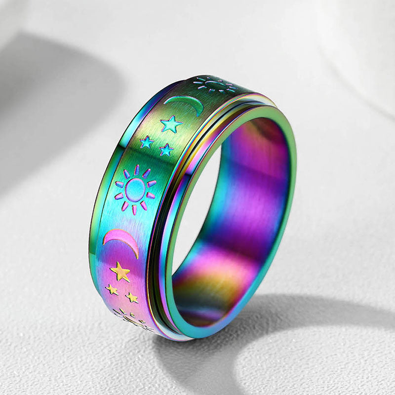 Faithheart Moon Star Sun Ring Fidget Ring for Anxiety
