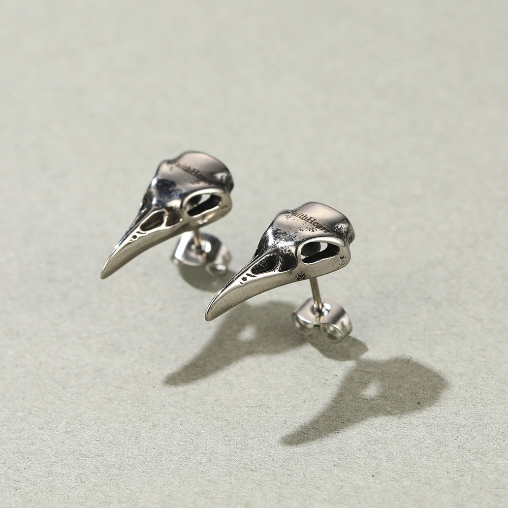 Raven Skull Earrings Viking Stud Earrings for