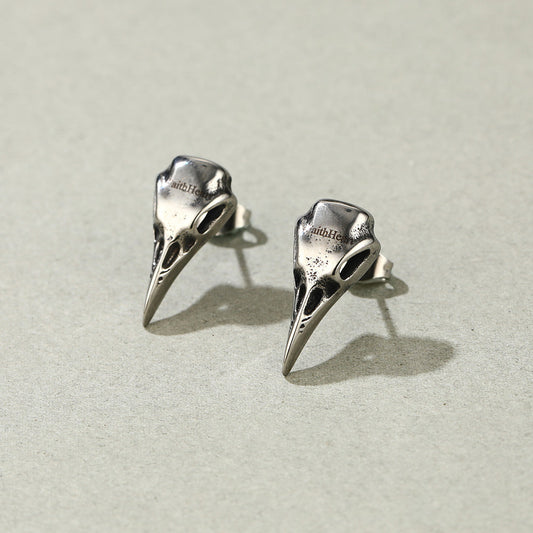 Raven Skull Earrings Viking Stud Earrings for