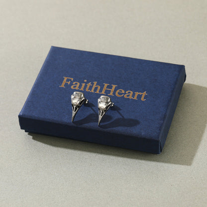 Raven Skull Earrings Viking Stud Earrings for