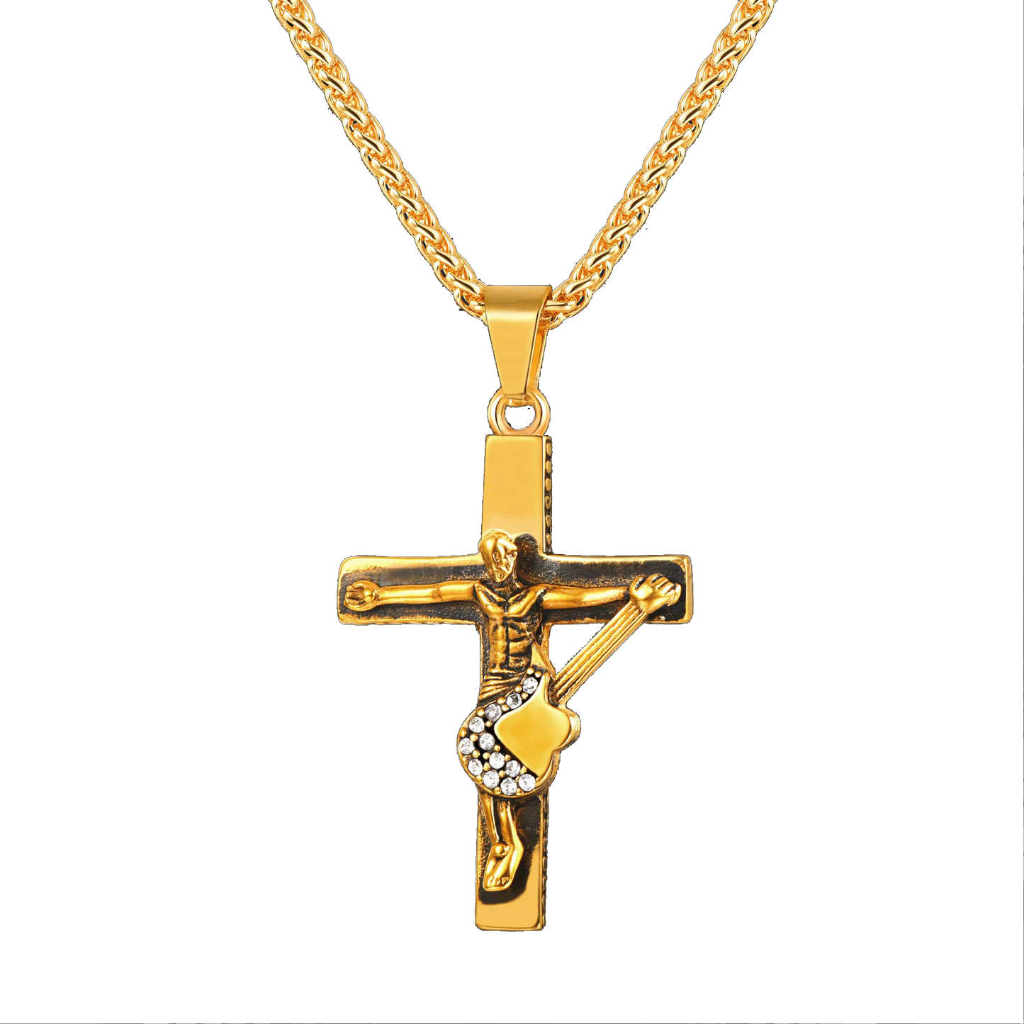 Guitar Jesus Cross Necklace Pendant for