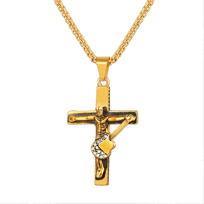 Guitar Jesus Cross Necklace Pendant for