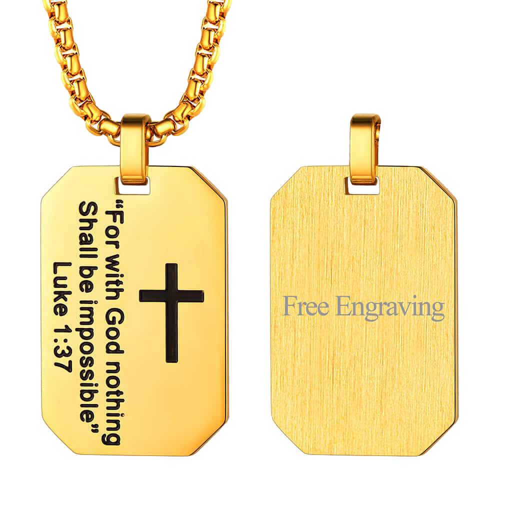 Christian Luke 1:37 Dog Tag Necklace for /