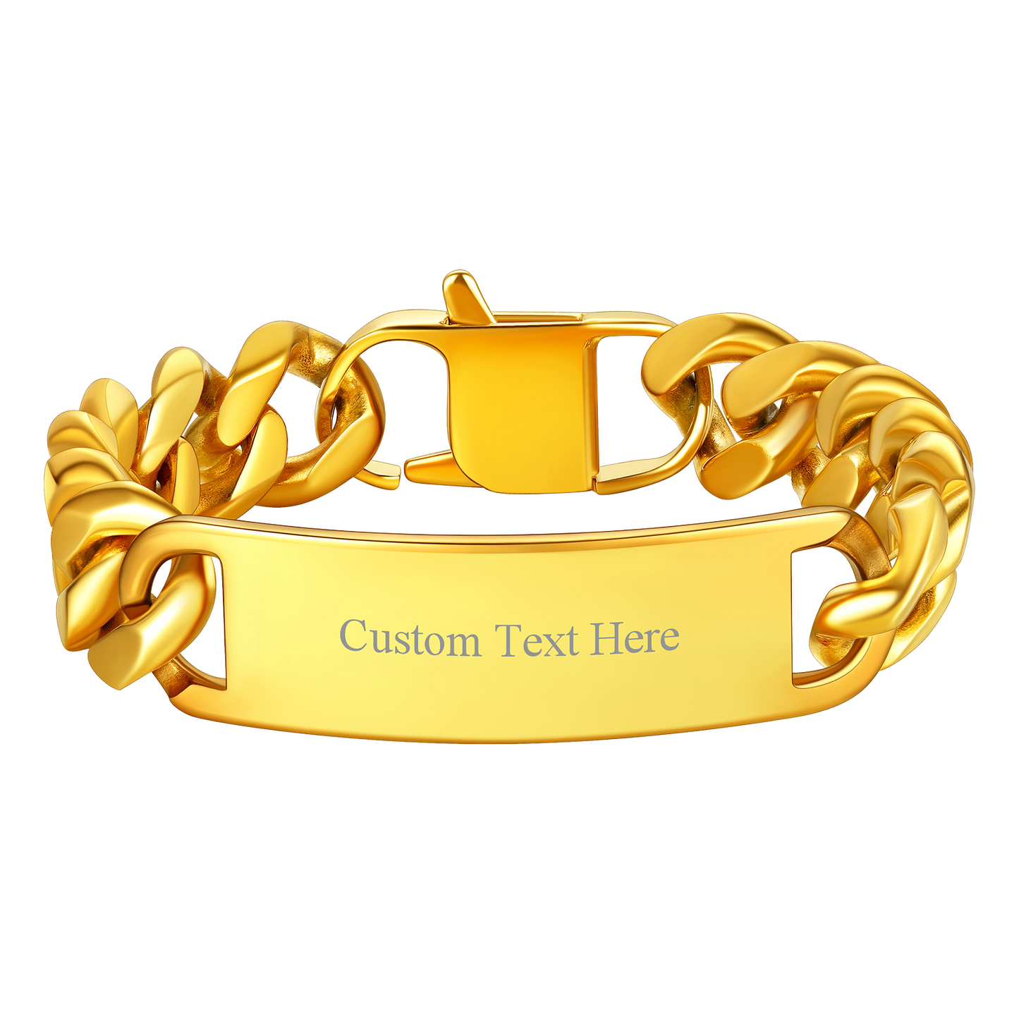 Customized Engraved Id Bar Cuban Chain Link Bracelet for