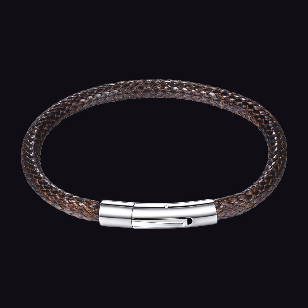 Clasp Braided Genuine Leather Bracelet Birthday Gift for