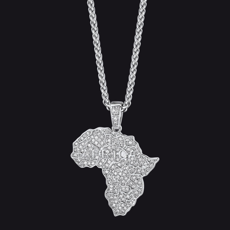 Hip Hop Zirconia Africa Map Necklace for