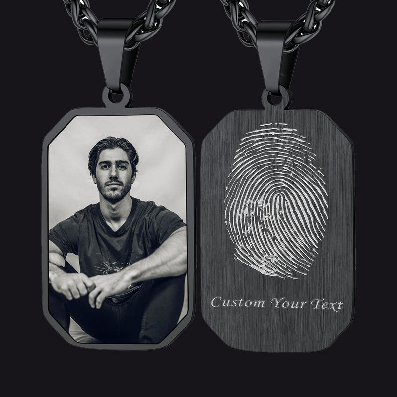 Personalized Picture Fingerprint Dog Tag Necklace for