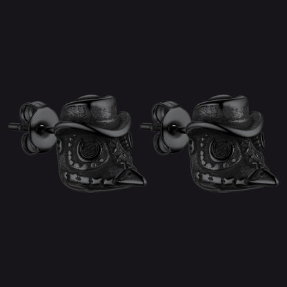 Gothic Plague Doctor Steampunk Stud Earrings