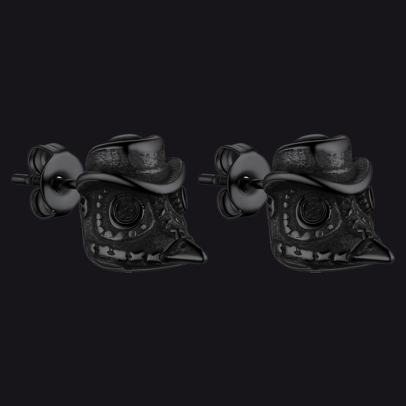 Gothic Plague Doctor Steampunk Stud Earrings