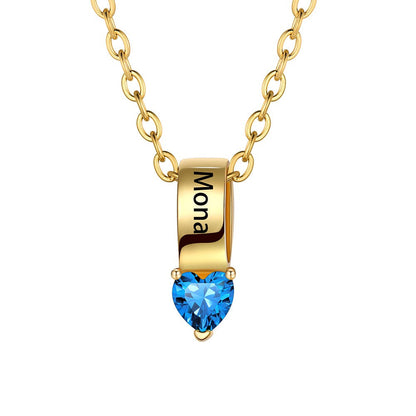 Customized Names Heart Birthstone Necklace for Mother