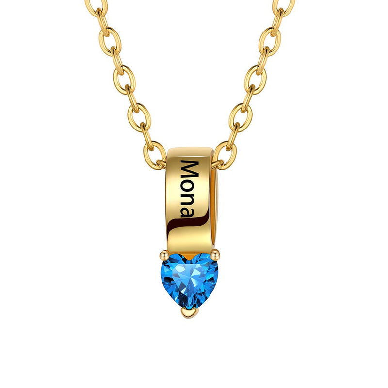 Customized Names Heart Birthstone Necklace for Mother
