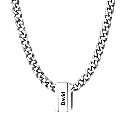 Personalized Engraved Name Chain Charm Necklace for