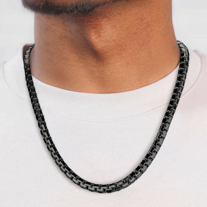 Flat Box Link Chain Stainless Steel Necklace for