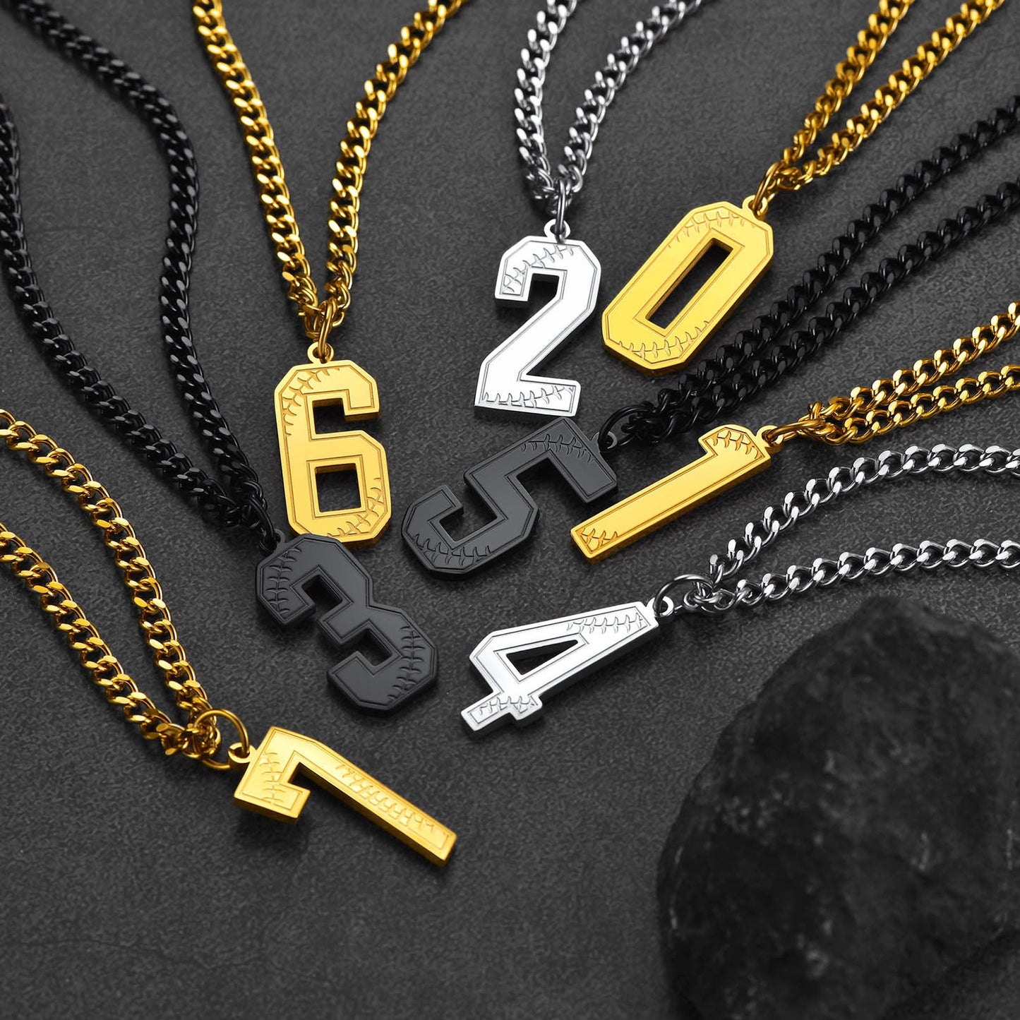 Custom Baseball Jersey Number Pendant Necklace for